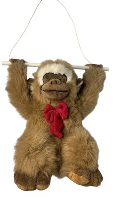 Vintage Goffa Hanging Brown Gorilla Monkey Ape Stuffed Plush with Bar Swing 16''