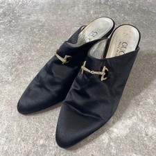 GUCCI Scarpe decolte tacco Horsebit EU 36 US 6 raso scamosciato nero autentico
