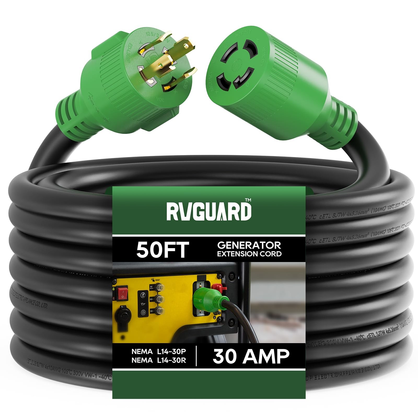 Extension Cord, Nema L14-30p/l14-30r, 125/25...