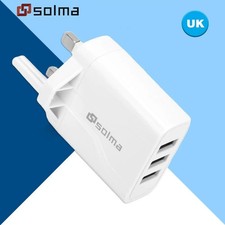 3 Port USB Wall Charger Fast Quick Charge MAINS UK Plug Adapter For  Samsung