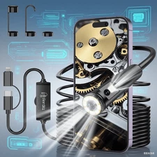 1920P Borescope HD Dual Lens Endoscope Camera 8 LED Lights for iOS/Android New