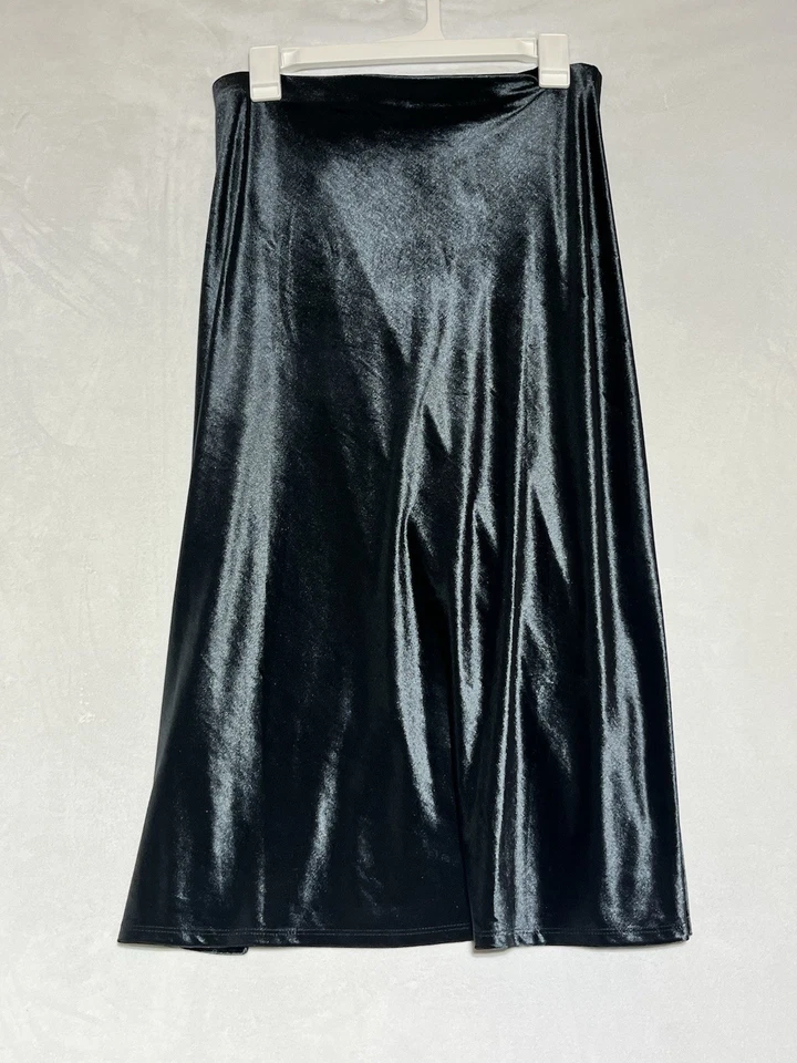 Falda midi de terciopelo Banana Republic para mujer mediana azul gris línea A Pull On Foto 2 de 4