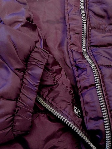 PUFFER JACKET, Soft Quilted by Glamsia, Burgundy, Women's Size 8 to 10, NEW - Picture 5 of 7