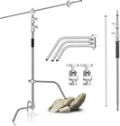 132"/335cm Heavy-Duty Stainless Steel C-Stand Hold Support Boom Arm/Grip Head 