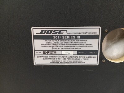 BOSE 301 Series III Speaker RIGHT EMPTY GUTTED CABINET | eBay