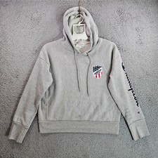Champion Hoodie Women Medium Long Sleeve Fleece Lined Gray - M