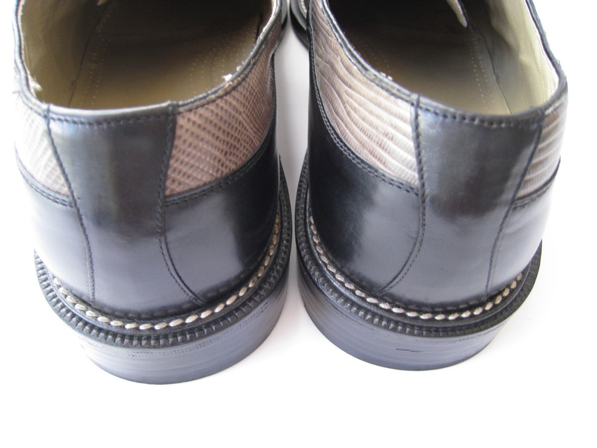 Julio Blanco Mens Brown Black Lizard Leather Handmade Tie Oxfords SZ 12M Spain JULIO BLANCO GENUINE LIZARD LEATHER HANDMADE OXFORDS US 10.5  main image 3