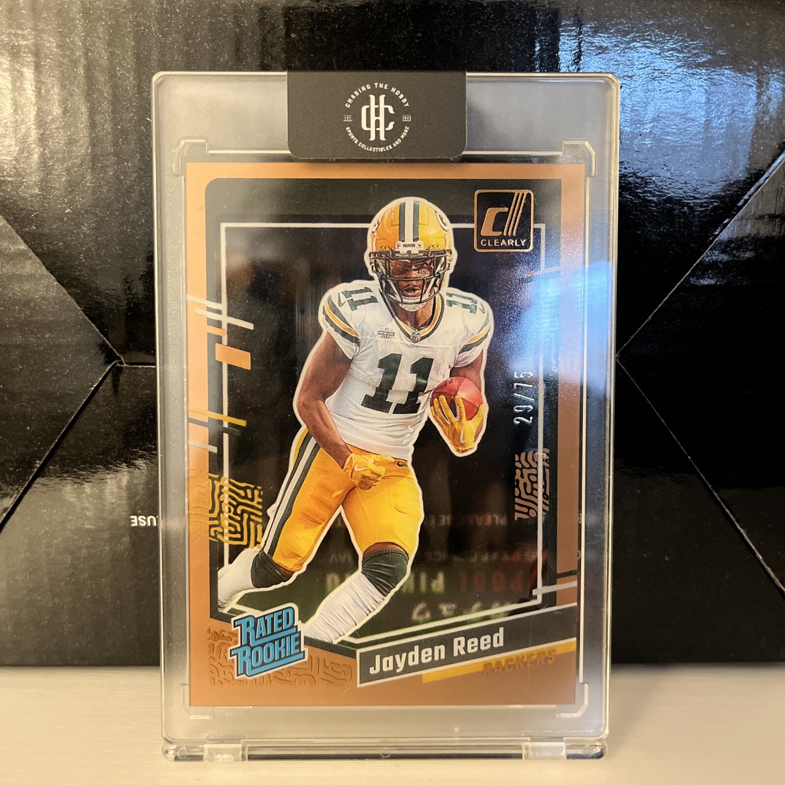 2023 Panini Clearly Donruss - Rated Rookie Orange #68 Jayden Reed /75 (RC)