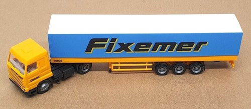 Herpa 1/87 Scale 142953 - Scania Truck & Trailer (Fixemer) Yellow/Blue/White - Picture 4 of 6