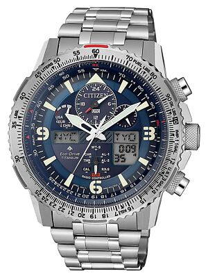 Citizen JY8100-80L Herrenuhr Titan Eco Drive SKYHAWK silber