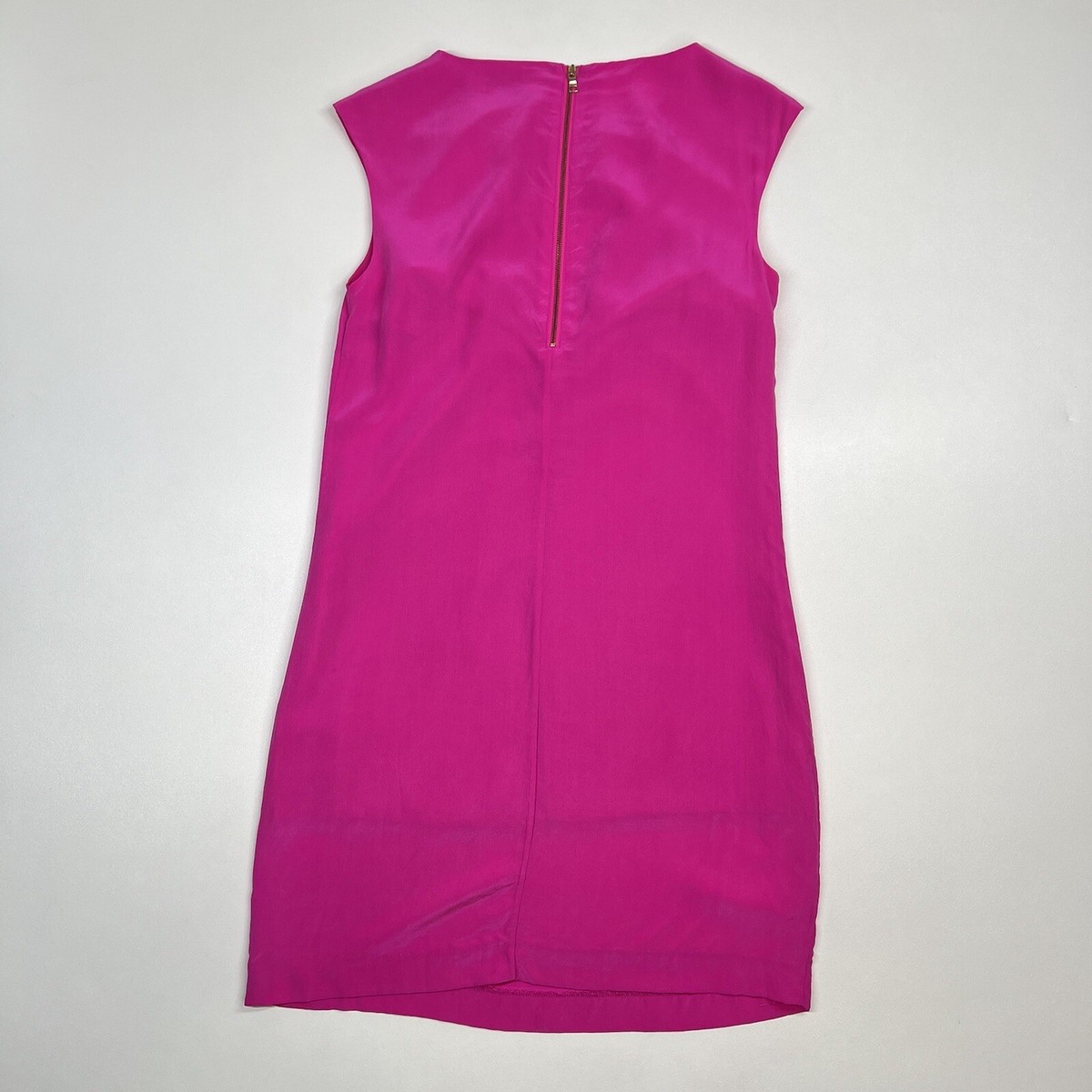 cynthia rowley pink silk dress Cynthia Rowley Sz 4 Shift Dress 100% Silk Hot Pink Sheath Lined Knee Lgth  Flaw