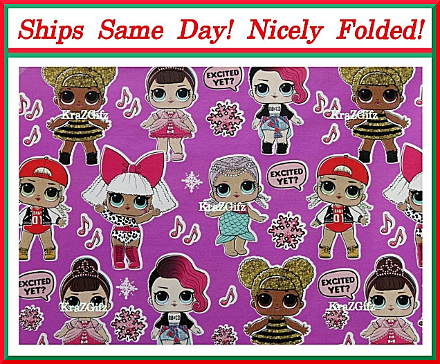 LOL Surprise Christmas Gift Wrapping Paper ~ 2 YDS (20 SQ FT3) ~ Nicely Folded!