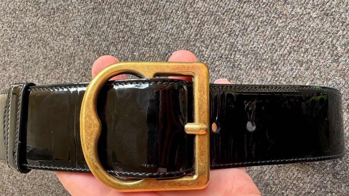 YvesSAINTLAURENT レザー ベルト ブラック×ゴールド レディース YVES SAINT LAURENT(イヴサンローラン) / リバーシブル レザー
