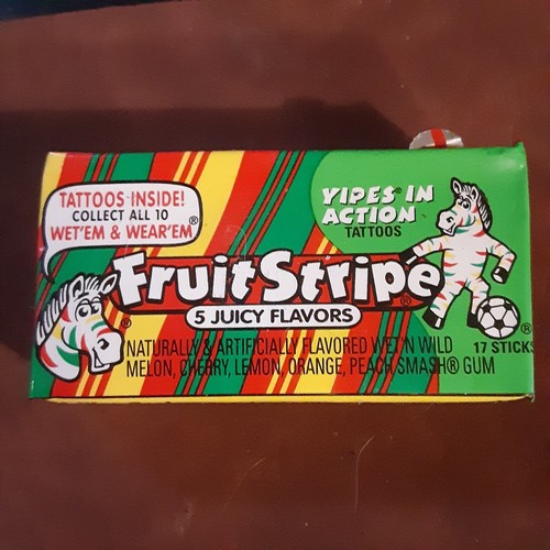 Zebra Fruit Stripe Gum Discontinued Tattoo Collectible NON