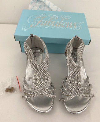 Youth Girl's Fabulous Angel-37K Bling Rhinestone Silver Heel Sandals/Dress Shoes
