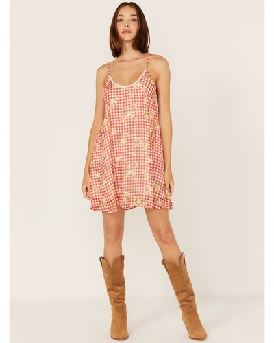 Wild Moss Damen Schlupfkleid Gingham Blumenmuster orang Gr. XL #GGB - Bild 1 von 3