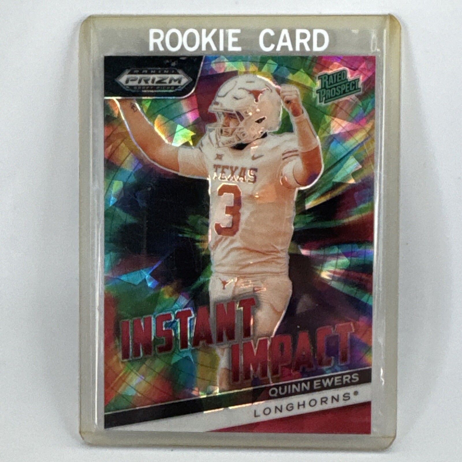 2024 Prizm Draft Picks Quinn Ewers Instant Impact Red Prizm RC Rookie Card