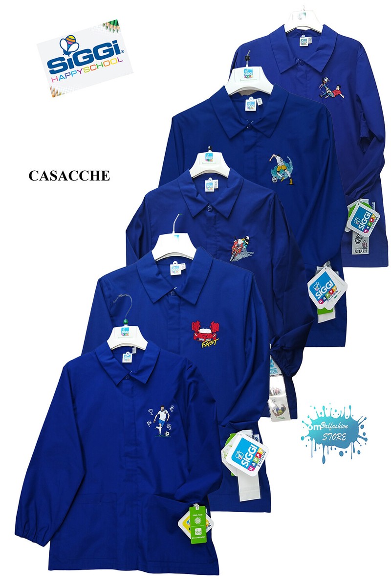 SIGGI Casacca bimbo con ricamo blu bluette con cerniera per scuola