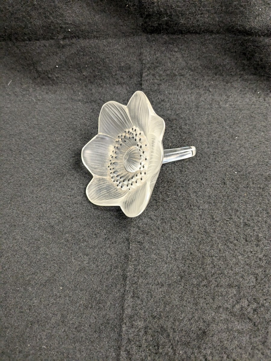 LALIQUE CRISTAL PARIS ART GLASS ANEMONE FLOWER PAPER WEIGHT W