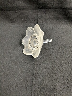 LALIQUE CRISTAL PARIS ART GLASS ANEMONE FLOWER PAPER WEIGHT W