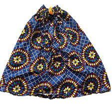 Ankara Long Maxi Skirt with Pockets Mosaic Abstract Blue Red Yellow One Size