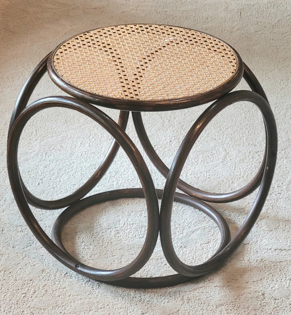 Vintage MCM Bentwood Cane Thonet Style Footstool Ottoman Excelllent Condition