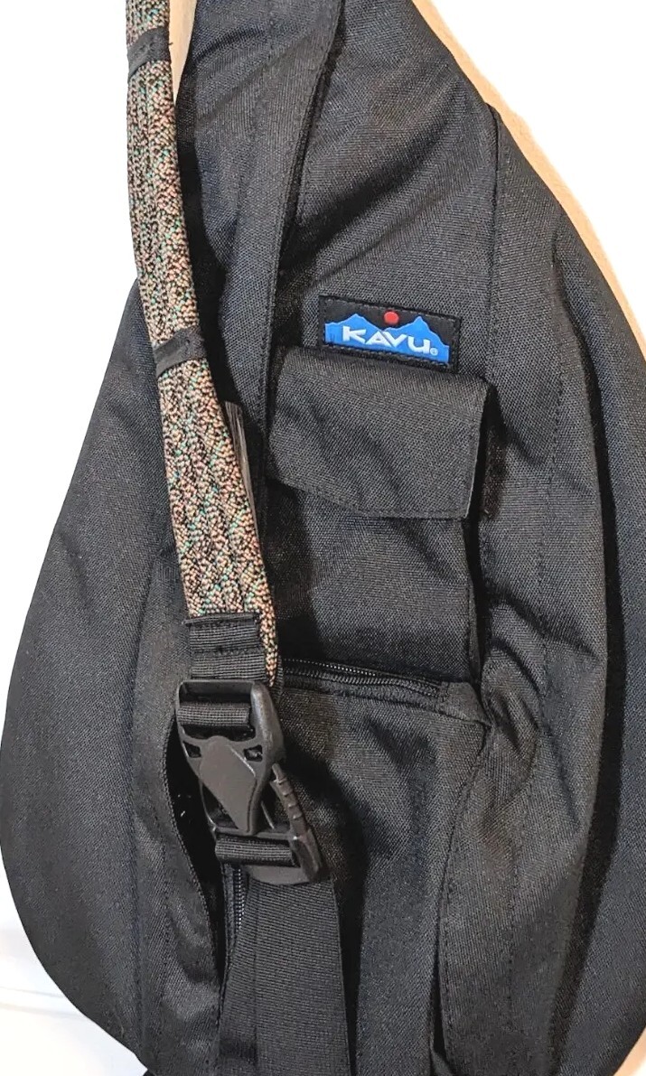 KAVU Original Rope Sling Bag Black Crossbody Backpack Gem