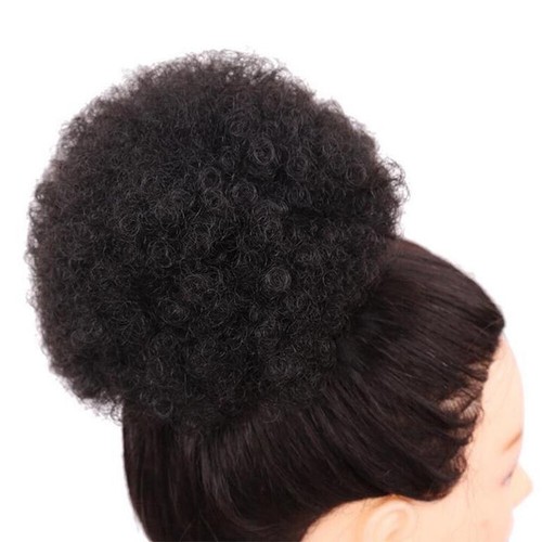 Afro Kinky Curly Ponytail Drawstring Puff Bun Clip on Chignon Bun Hair Extension - Picture 9 of 15