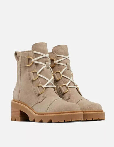 SOREL Joan Now Lace Up Suede Leather Boots Taupe Tan Women's Size 8 NEW - Picture 2 of 10