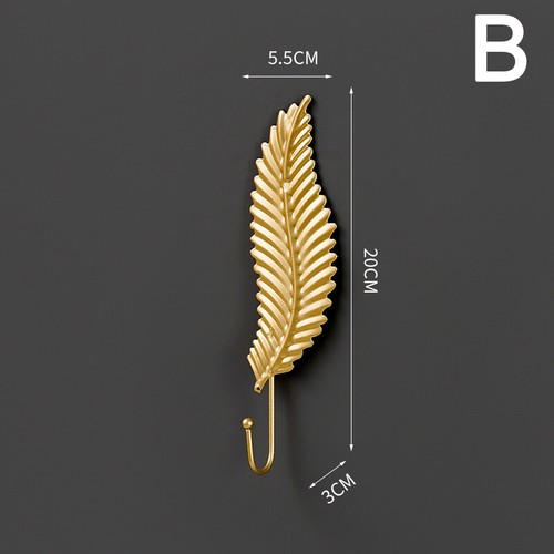 Unique Artistic Style Gold Leaf Wall Hook Feather Coat Hook Bag Hook Art Decor - Picture 17 of 21