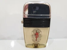 Vintage Working Scripto VU Lighter "SHIELD OF QUALITY POWERS ROOFING & SLIDING" 