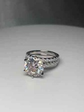 5Ct Round Cut Moissanite Bridal Wedding Ring Set 14k White Gold Plated