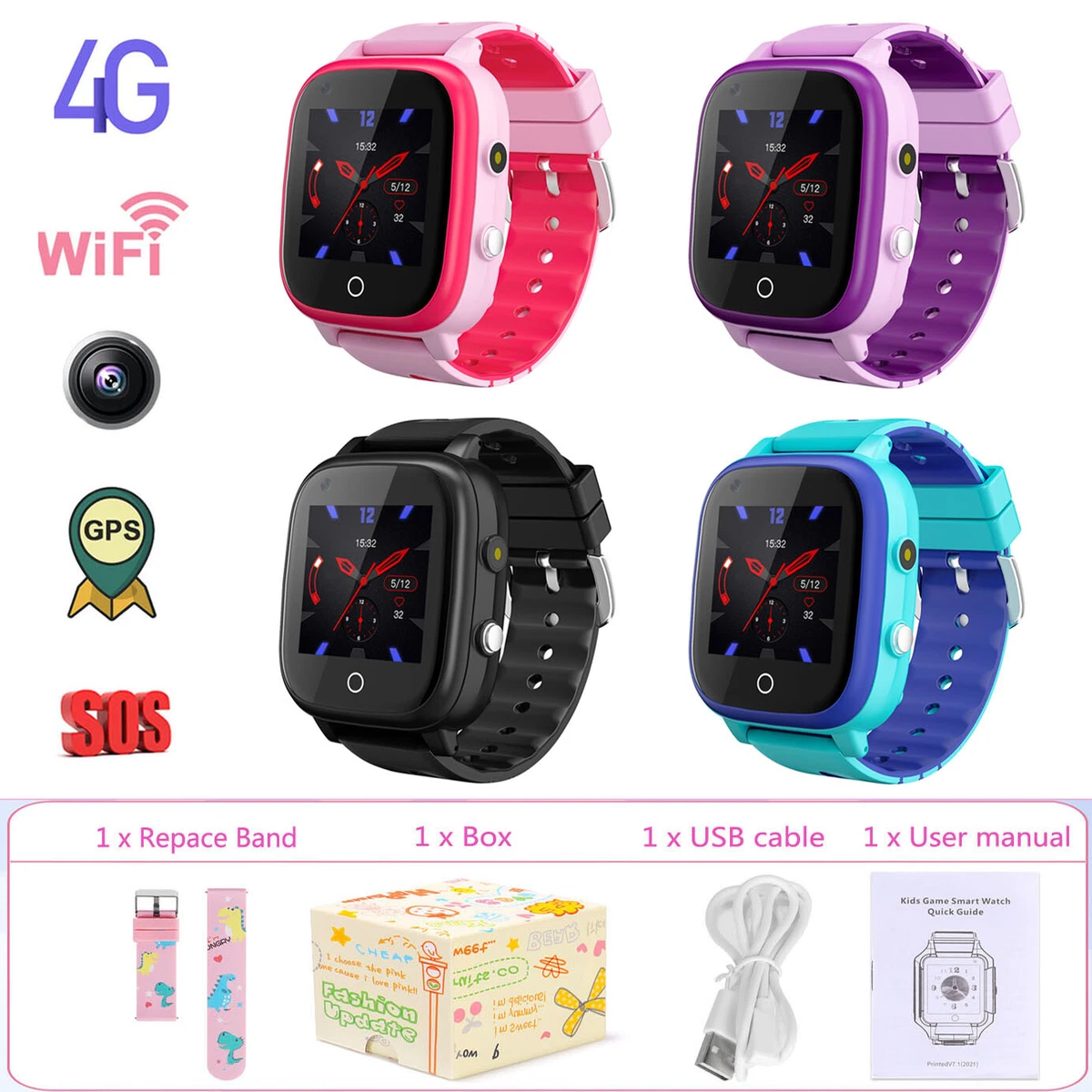 Reloj inteligente para niños cámara SIM teléfono de llamada juego de música relojes  para niños niñas regalo