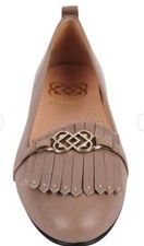 UKIES Women's 'LEONA' Dark Taupe CALF NAPPA LEATHER FLATS - 9