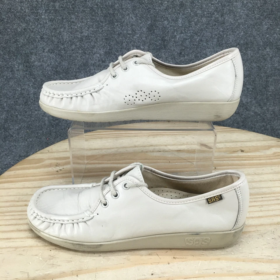 Zapatos Sas para mujer 7M informales sin usar, en caja, zapatillas Oxford cómodas de cuero beige con cordones Foto 2 de 4