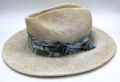 Vintage PGA Tour Ram Golf Adult Medium / Large Straw Open Weave Floral Sun Hat