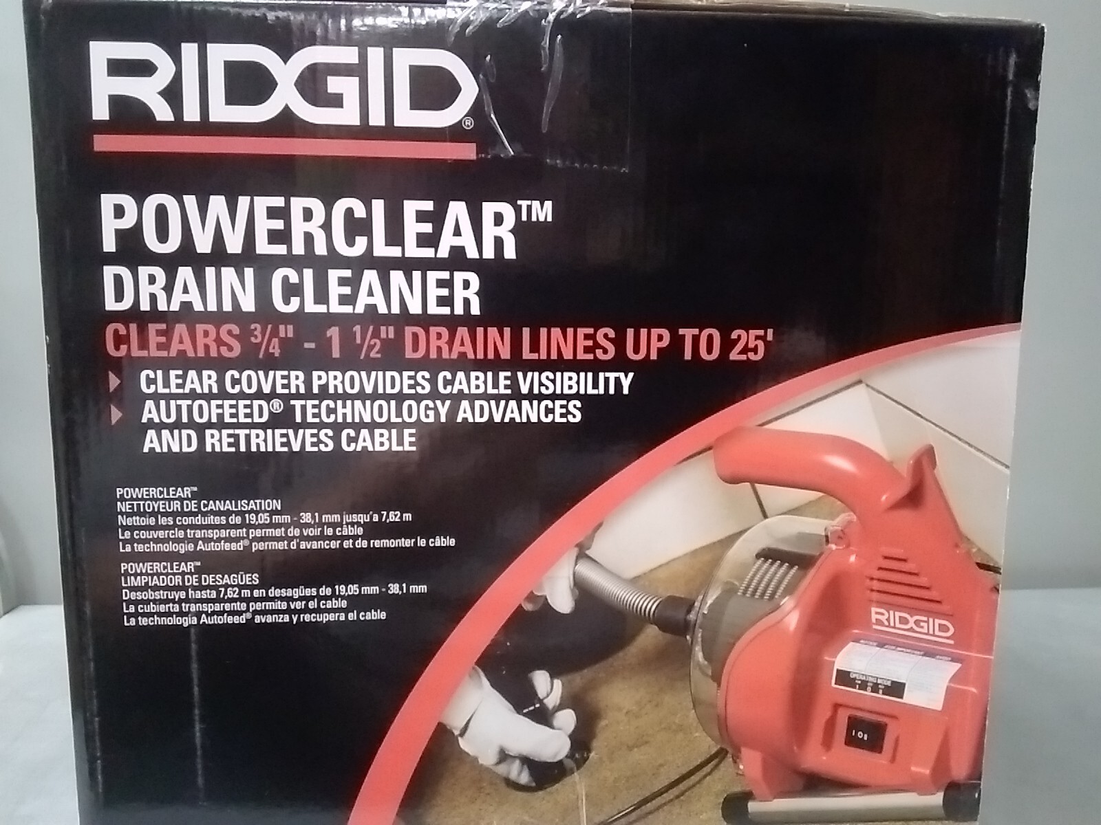 RIDGID 55808 PowerClear Drain Cleaning Machine For 3/4"1 1/2" Drain