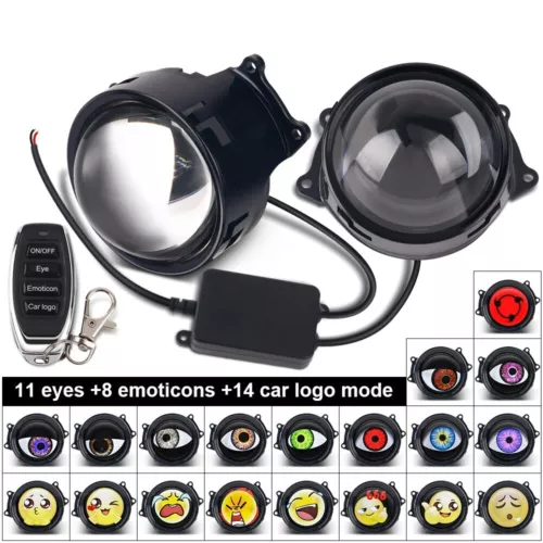 3" Car Motorcycle Dynamic LED Devil Eyes Light Bulb Headlight Kit Remote Control - Bild 3 von 20