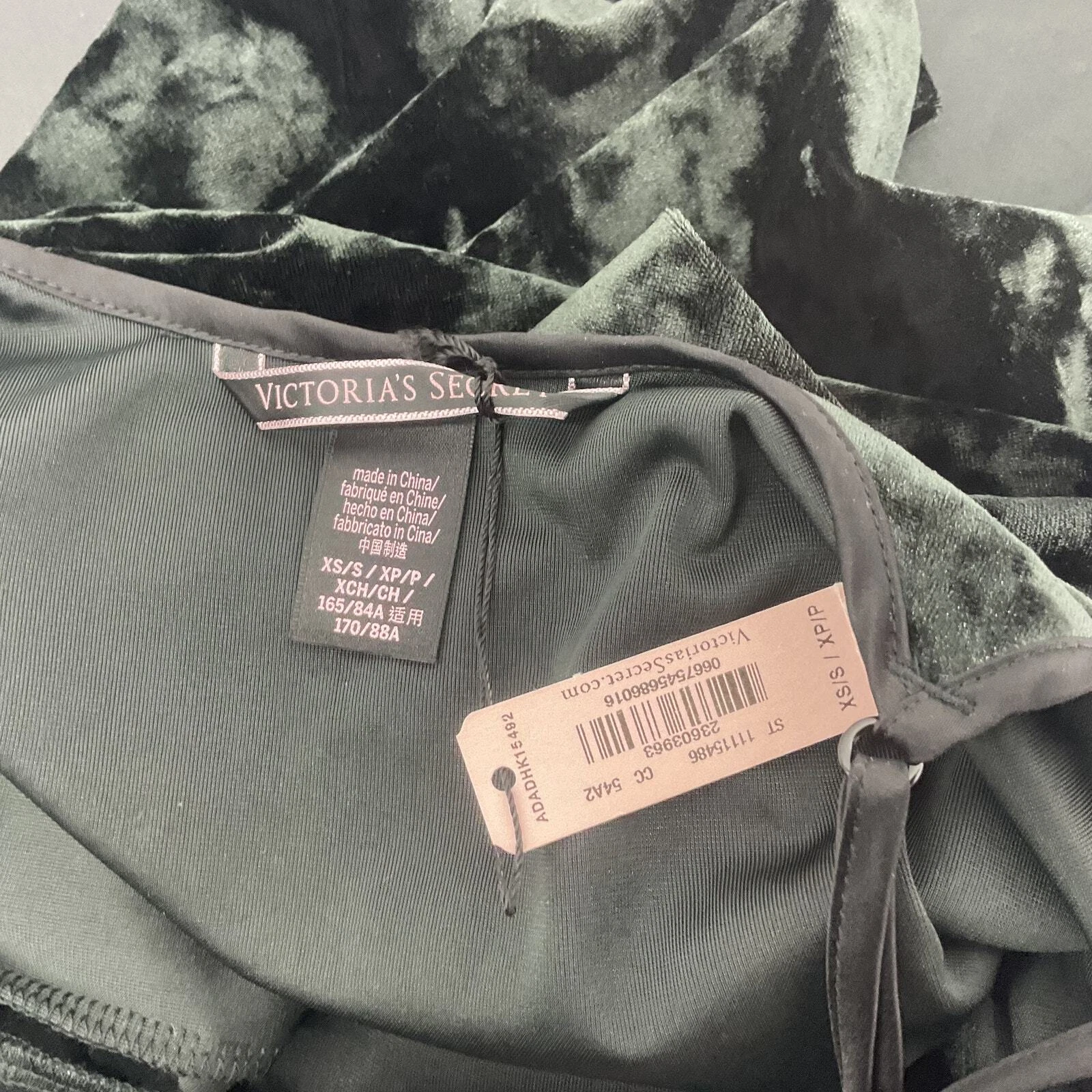 UNDERCOVER Abito donna Victoria's Secret grigio antracite velluto schiacciato poli misto slip XS S