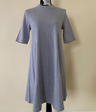 Uniqlo Gray Mock Turtleneck Ribbed Knit Dress Size Medium Gray Mini Dress
