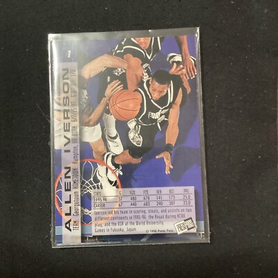 1996 Press Pass Allen Iverson #1 Gold Foil Rookie RC HOF 50 | eBay