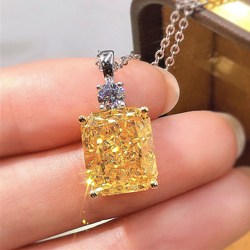 Huitan Elegant 925 Silver Filled Cubic Zirconia Wedding Necklace Pendant – Lab-Created Stone Jewelry For Women