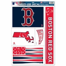 Set of 2-MLB Boston Red Sox  Multi-Use  Decals  11x17 Sheet of 5 Clings -New-