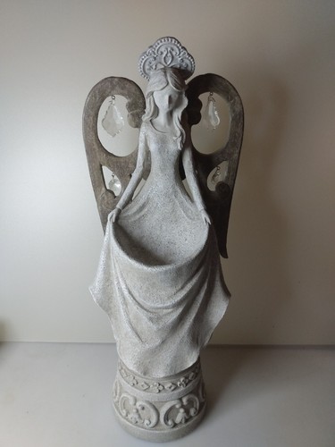 Grasslands Road 16" Angel Vintage Garden Bird Feeder Cement / Resin Rare Deck - Picture 4 of 6