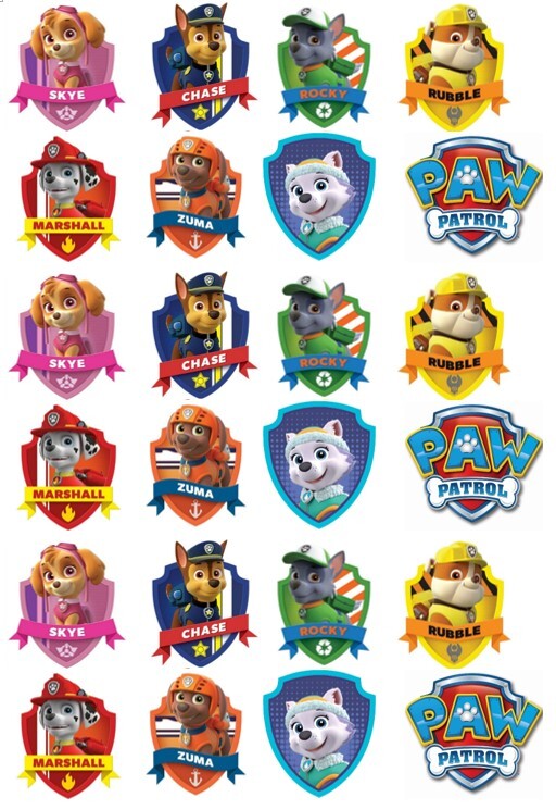 24pcs Paw Patrol Badge Edible Cupcake Topper Uncut Australia