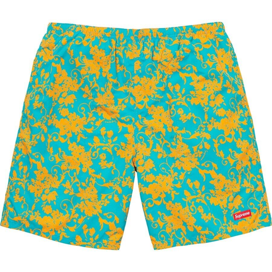 New Supreme Nylon Water Shorts Board Short Teal Floral Spring