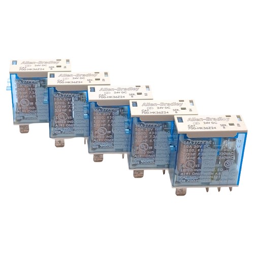 Lot of 5 Allen Bradley 700-HK36Z24 Slim Line Relay, SPDT, 16A 277VAC, 24VDC Coil