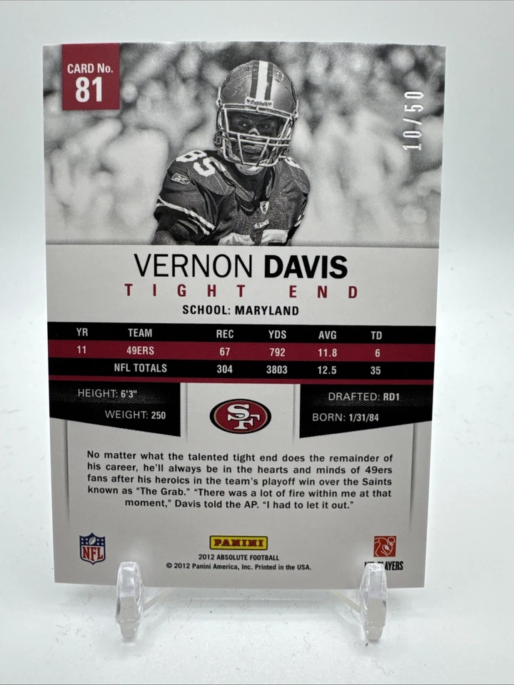 2012 Panini Absolute Spectrum Silver #81 Vernon Davis - Image 2 of 2
