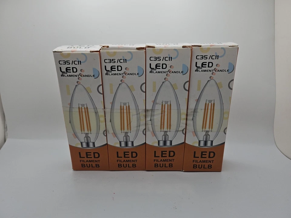 LED Filament Light Bulbs C35/C11 4Pack European Base3000K4W Frosted Dimmable(A1) - Image 3 of 4