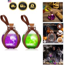 2 Pcs Halloween Glass Potion Bottles with Belt, Brown